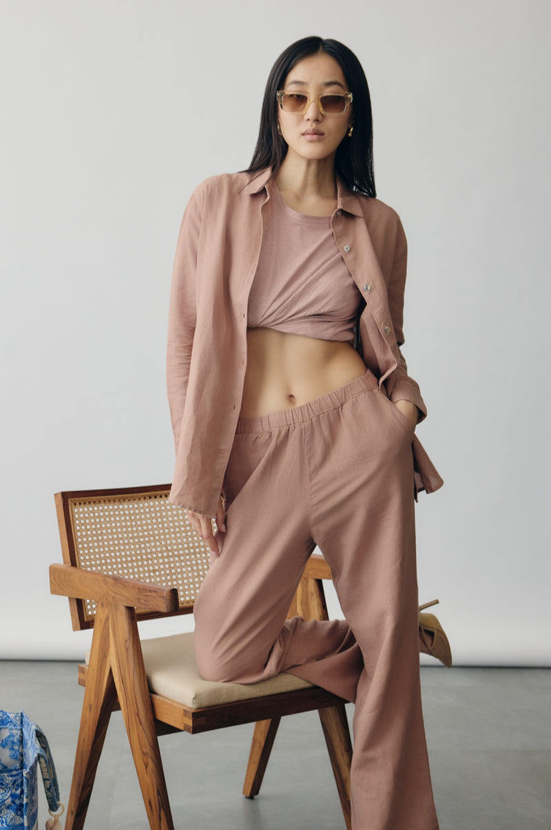 Linen Jersey Tee in Light Pink