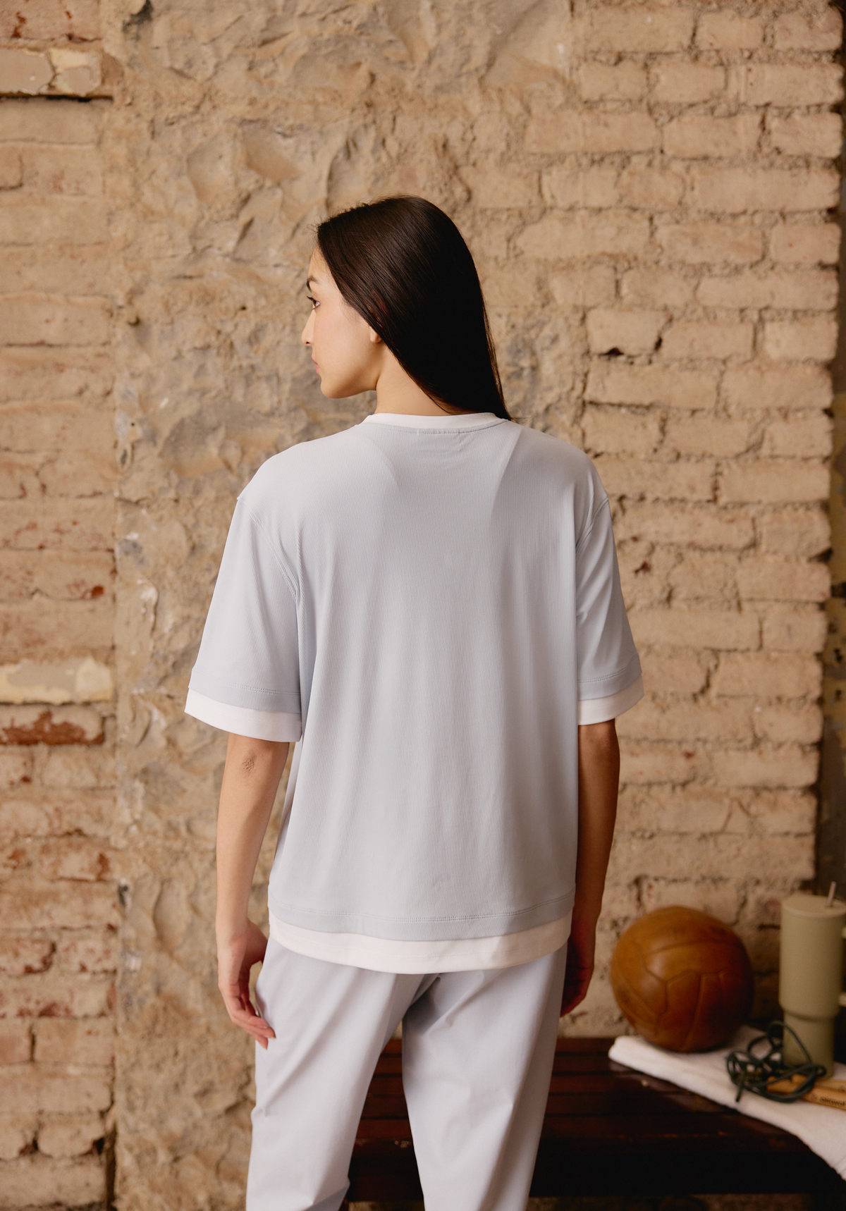 AerialRib Layered Tee in Frost