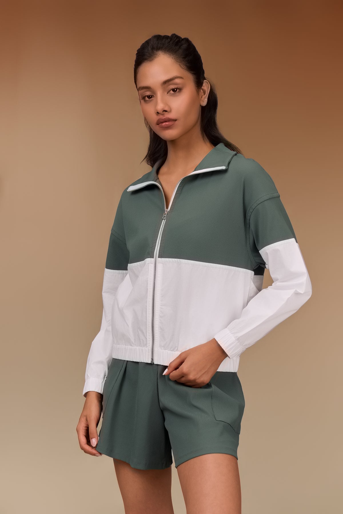 Colourblock Zip-Up