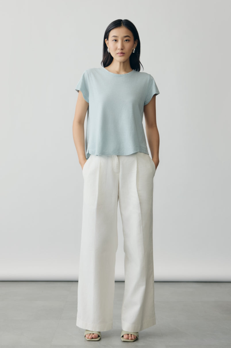 Linen Jersey Tee in Light Blue