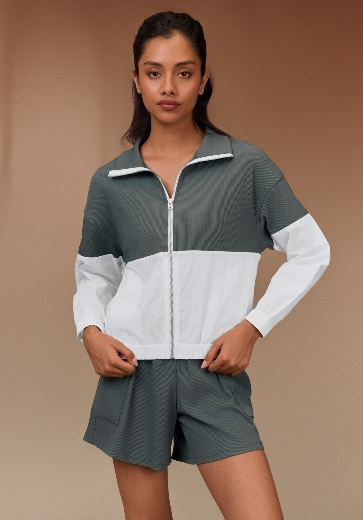 Colourblock Zip-Up