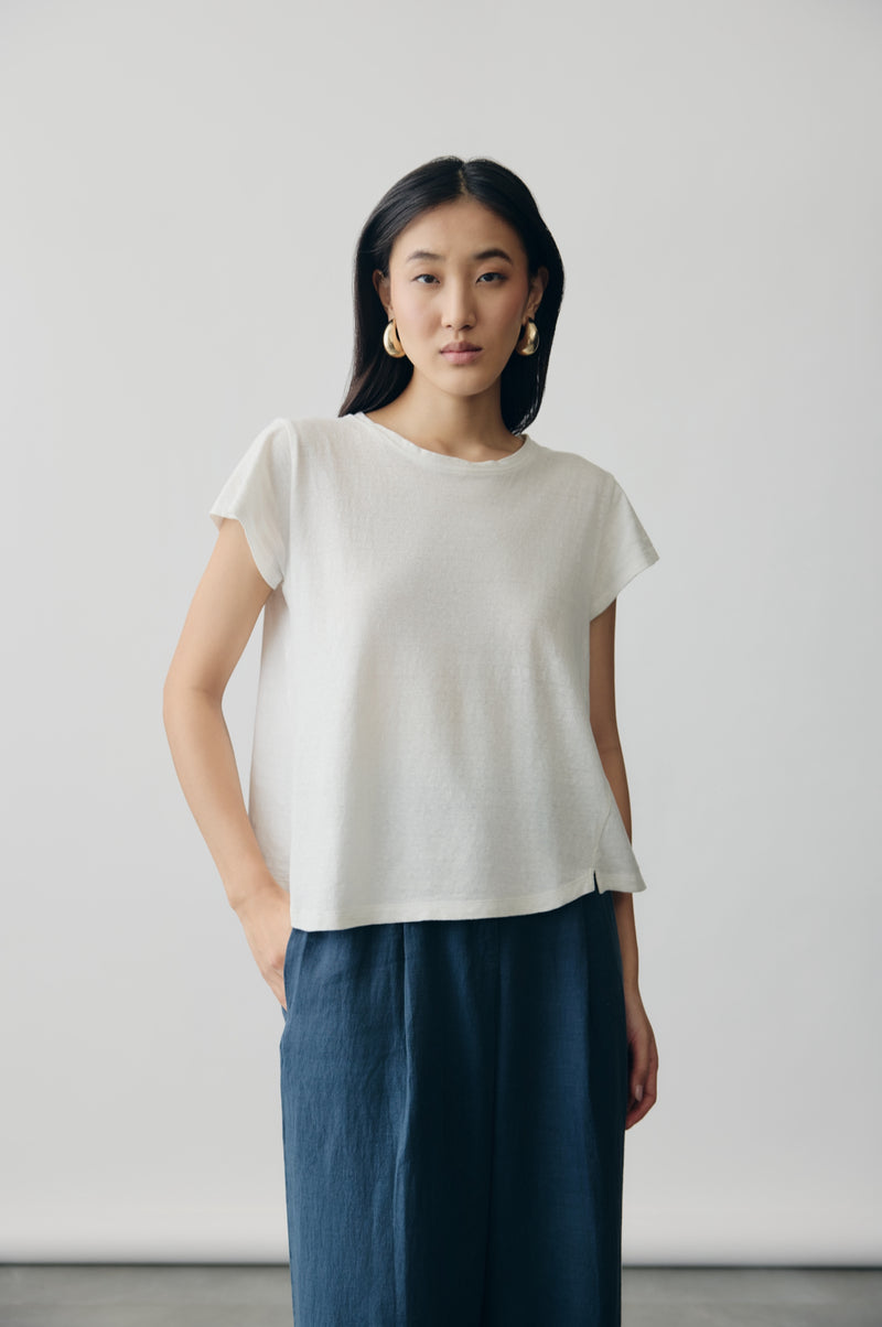 Linen Jersey Tee in Blanc