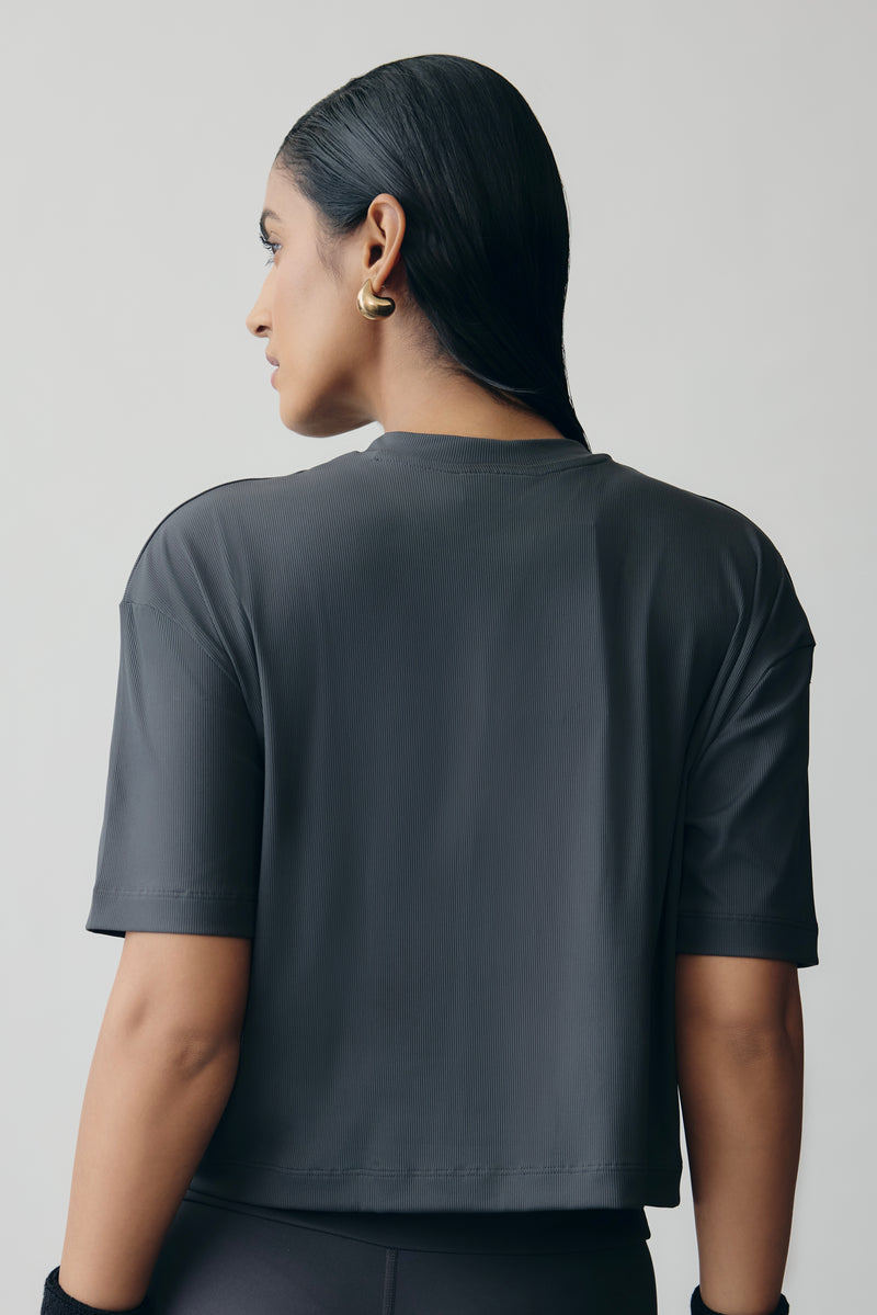 AerialRib Boxy Tee in Slate