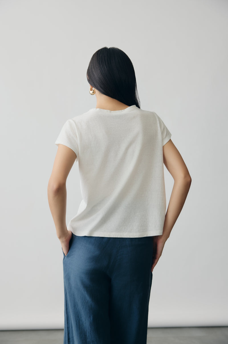 Linen Jersey Tee in Blanc