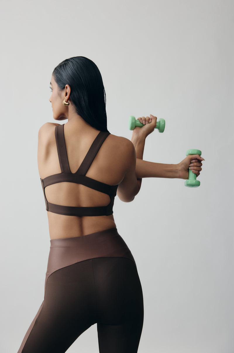 Mocha Bandeau Sports Bra