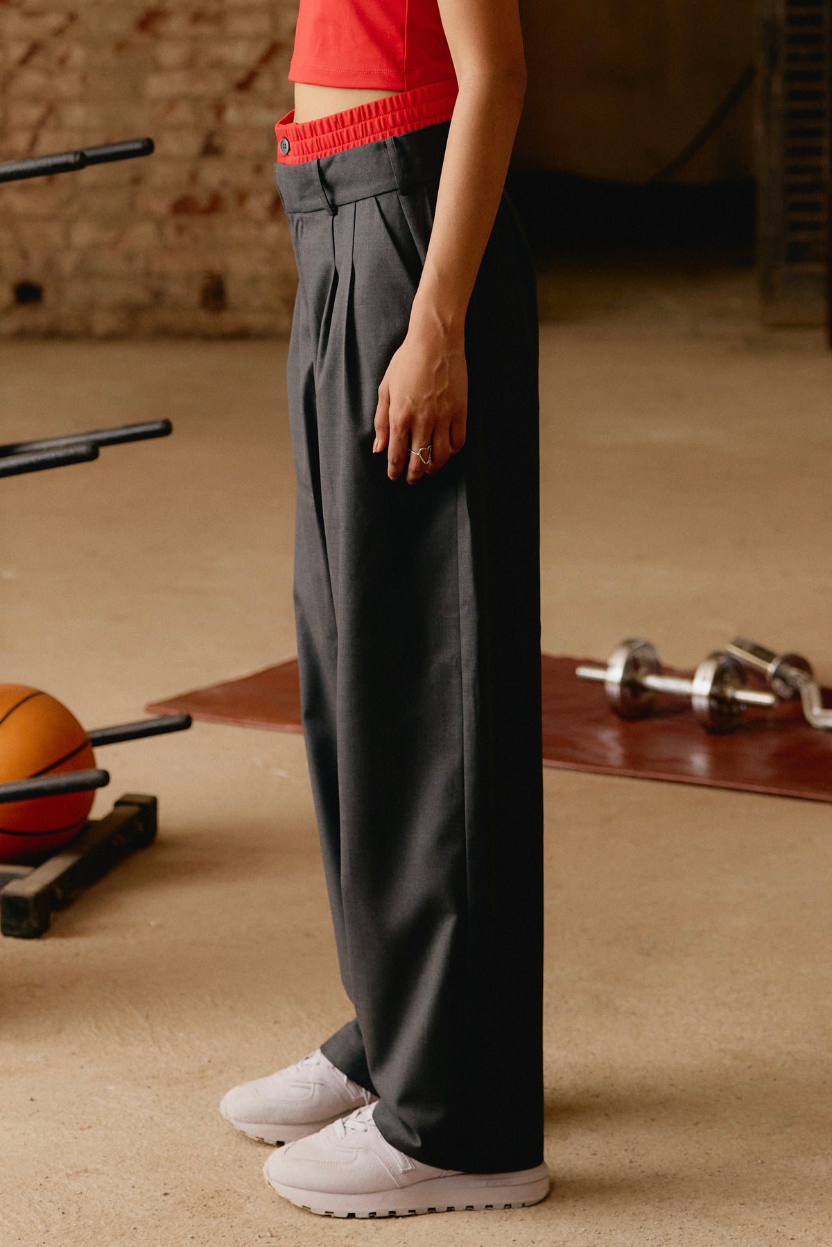 Cherry Suiting Wide Leg Trousers