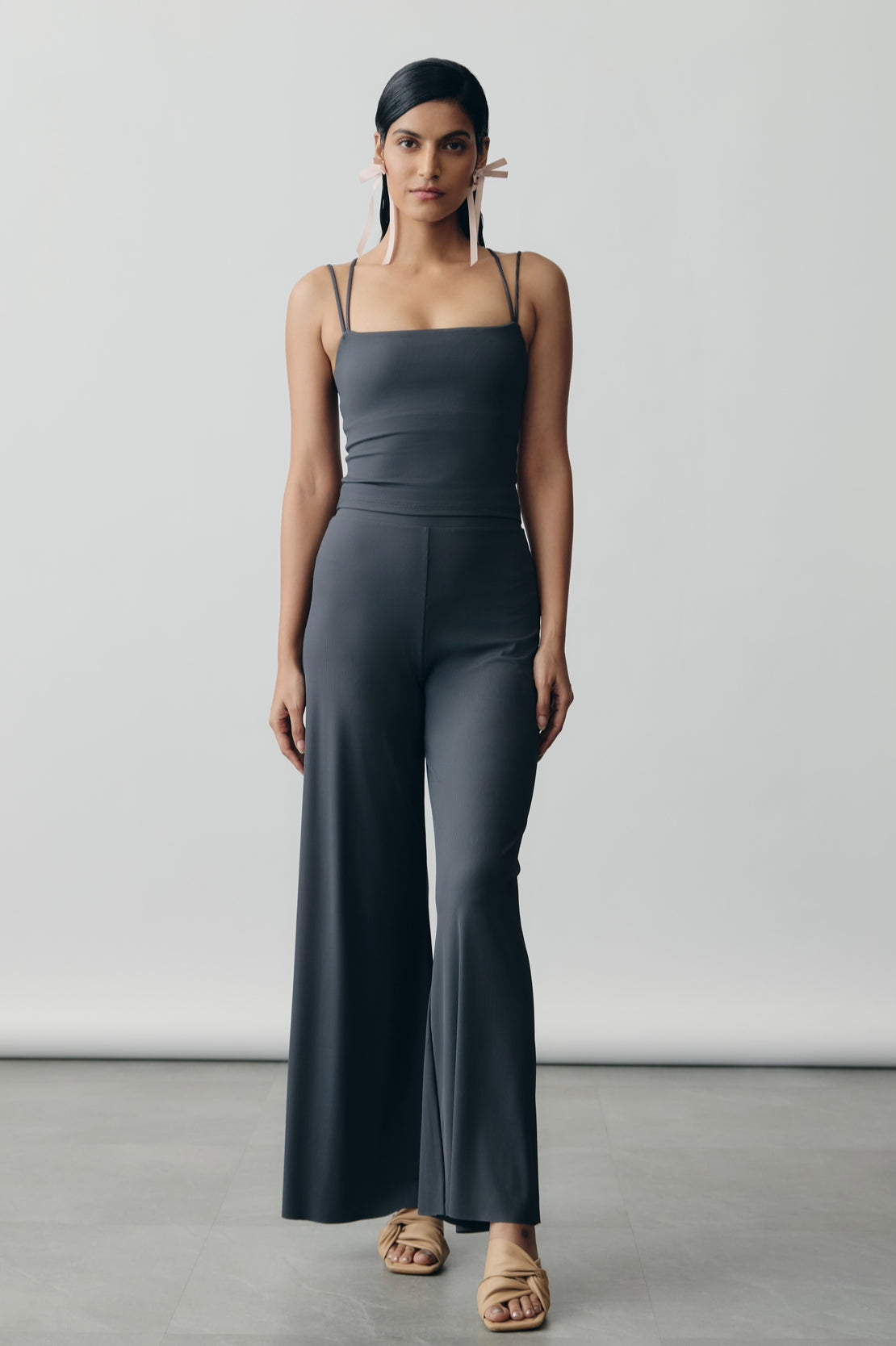 AerialRib Strappy Bra-Tank in Slate