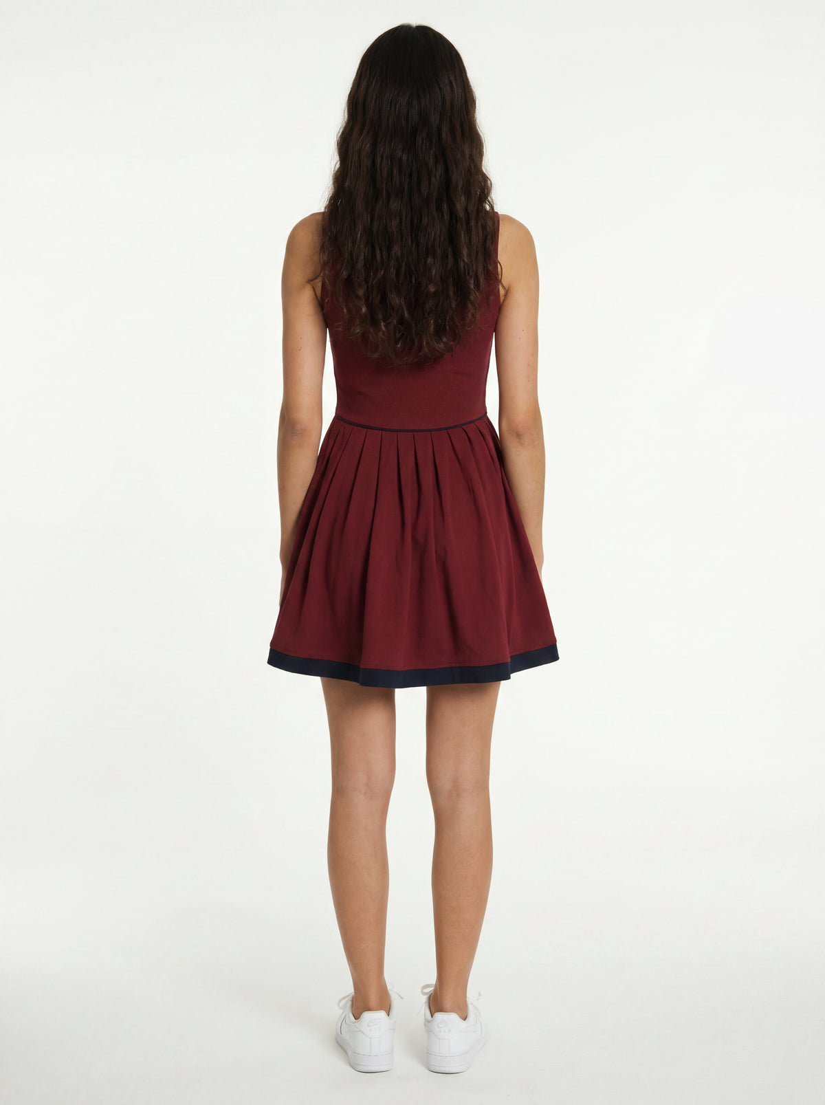 Pleated Sports Dress in Merlot