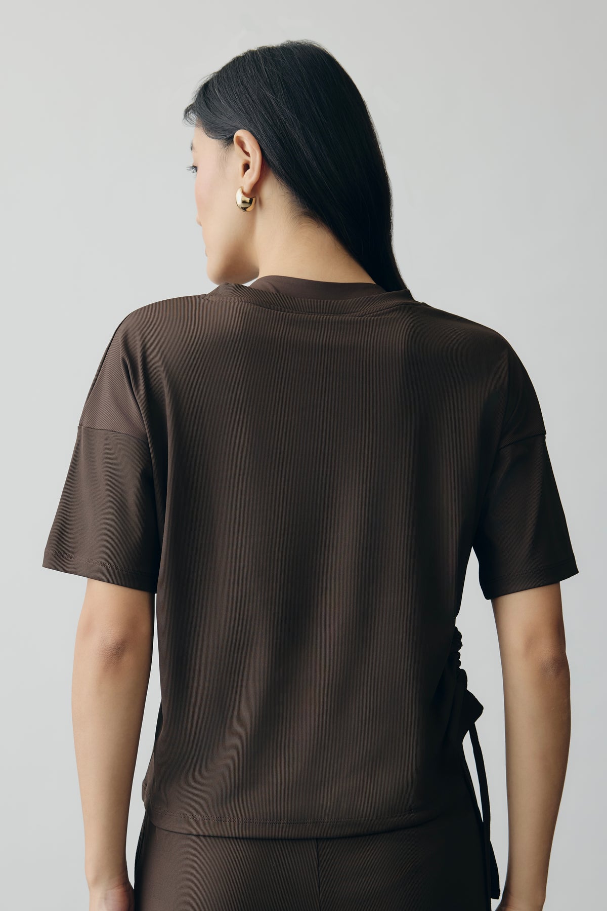Mocha Ruched Detail Tee