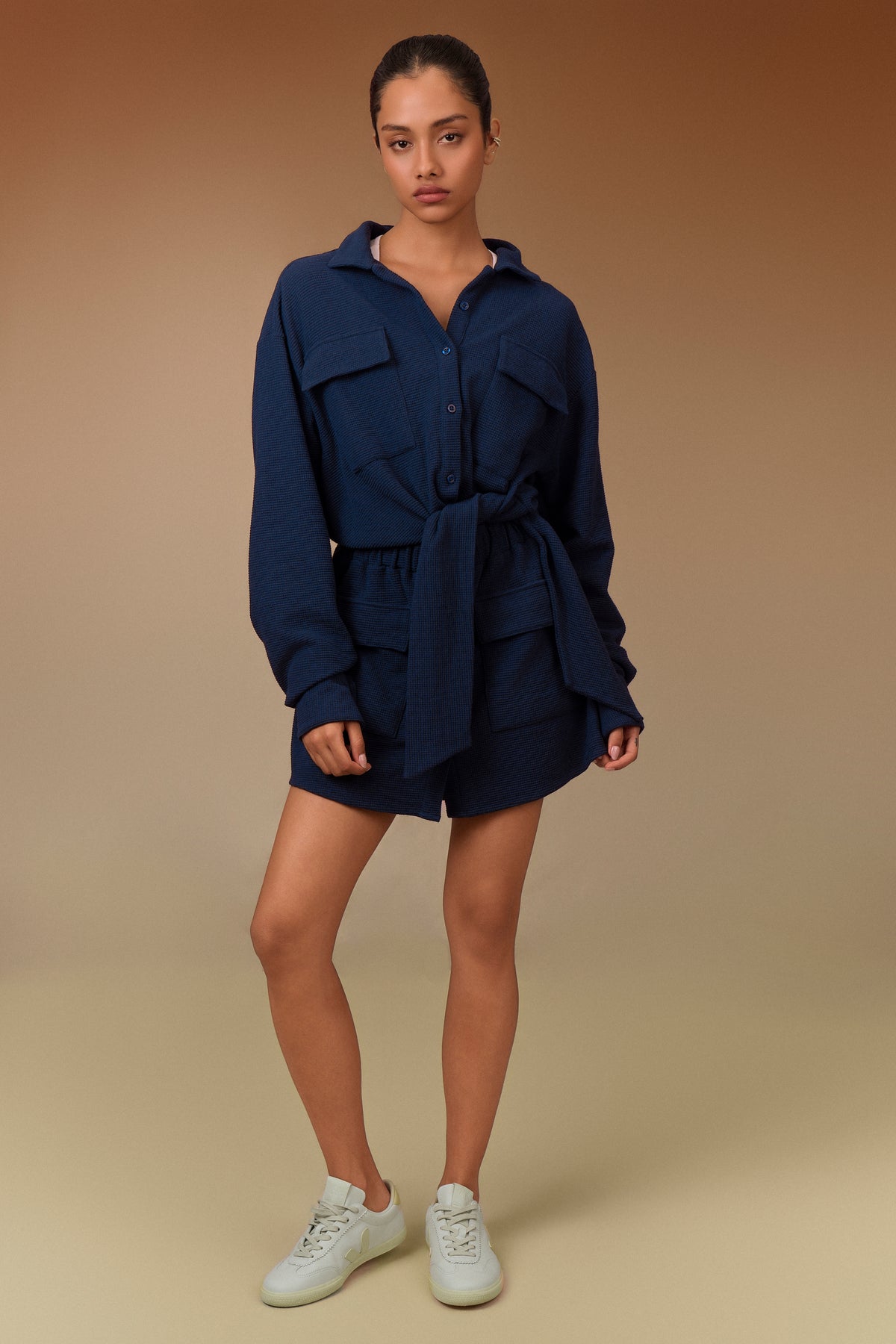 Waffle Tie Up Dress