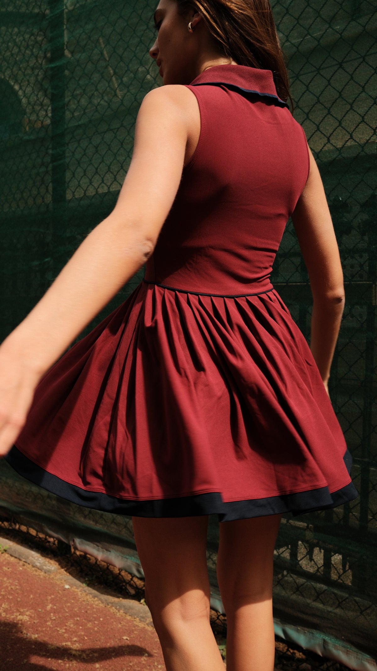 Pleated Sports Dress in Merlot