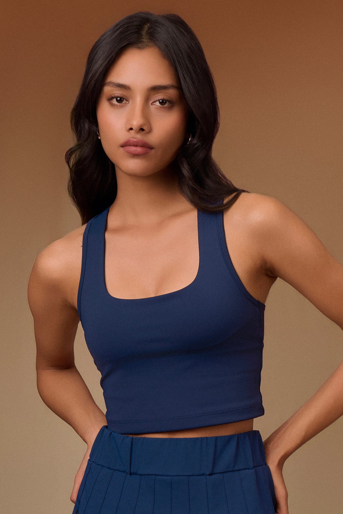Navy Square Neck Bra-Tank