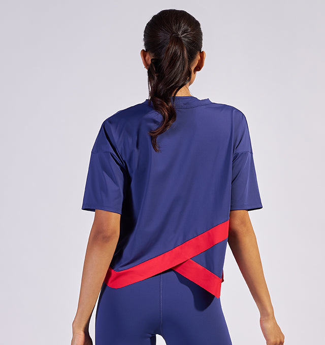 Azure Boxy Crossover Tee - Pace Active