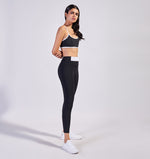 Row Crossback Bra in Onyx/White - Pace Active