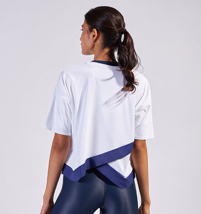 White Boxy Crossover Tee - Pace Active